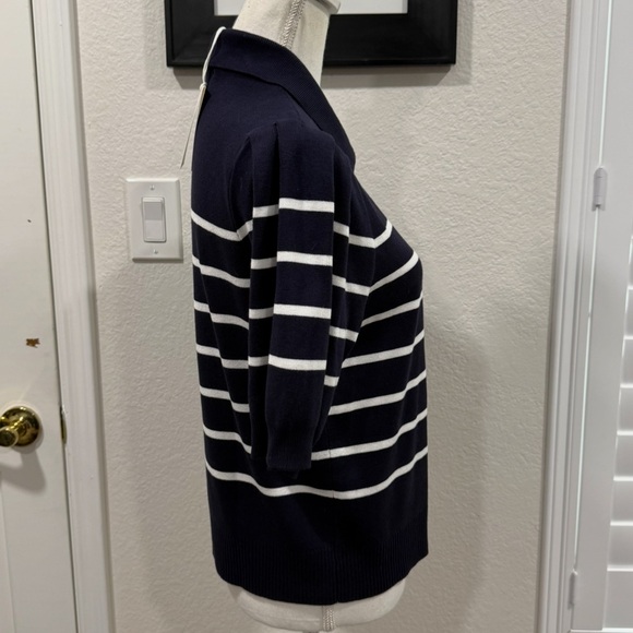 NWT Free Assembly Women's Collared Sweater Tee With Puff Sleeves, Lightweight - Picture 7 of 13